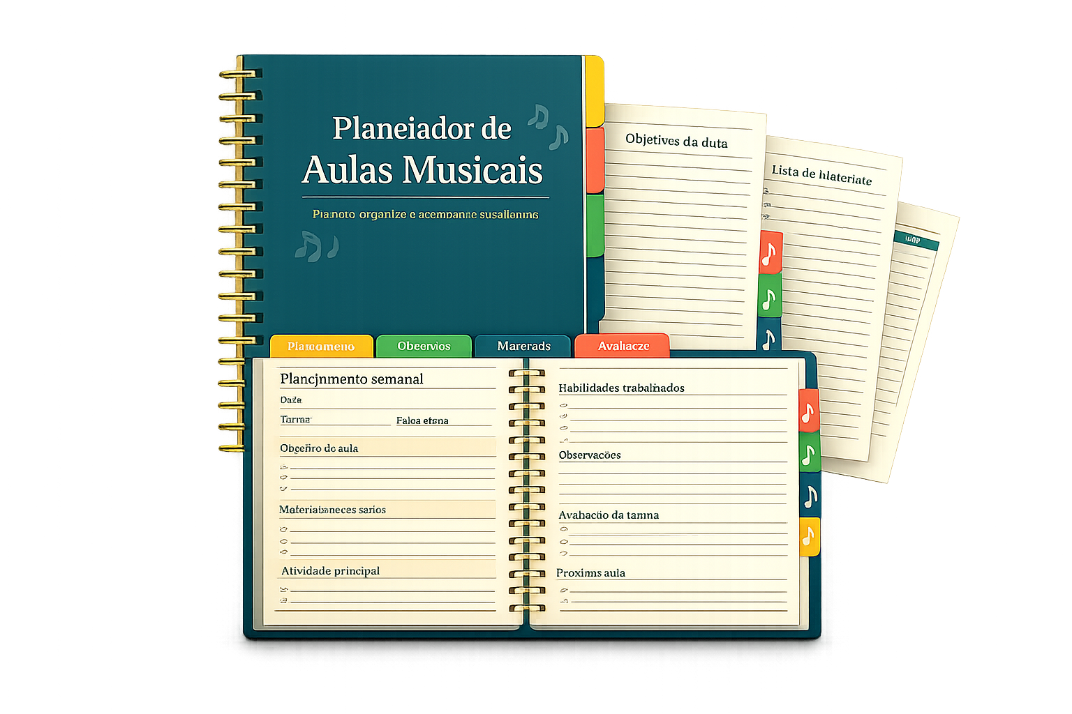Mockup do bônus Planejador de Aulas Musicais