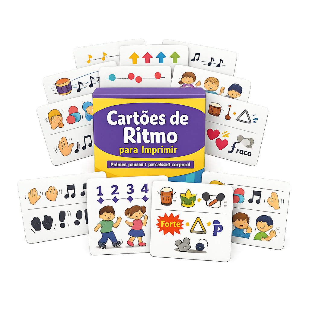 Mockup do bônus Cartões de Ritmo para Imprimir